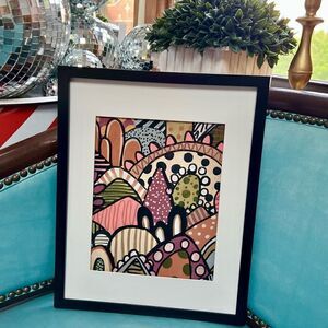 Custom Hand Painted Warm Tones Bohemian Acrylic Metallic Abstract Wood Painting